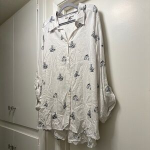 Jane & Delancey kitty cat button down shirt - size 2XL